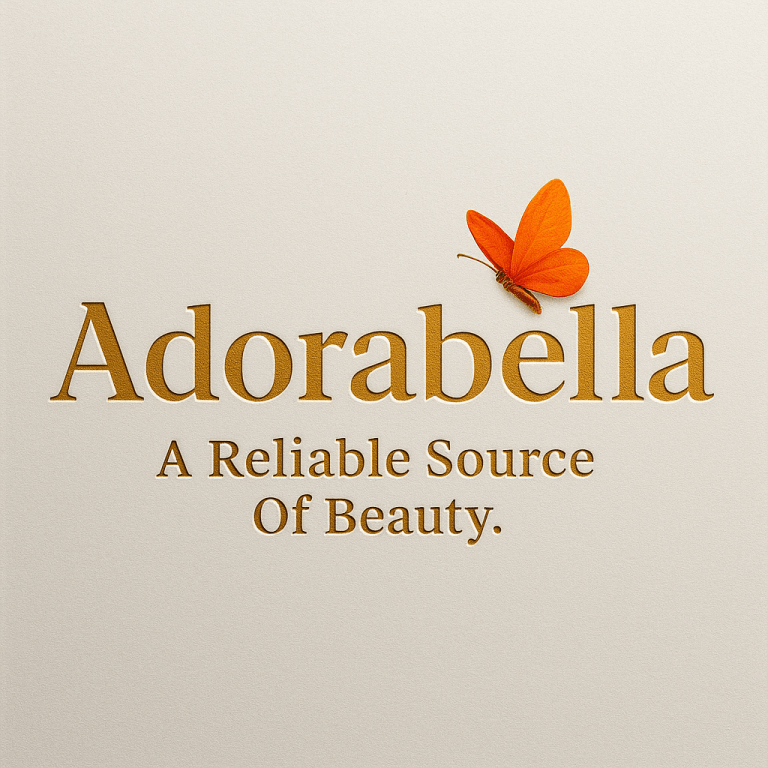 Adorabella brand logo with an orange butterfly and tagline A Reliable Source of Beauty